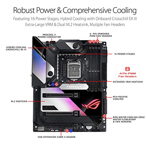 ASUS ROG Maximus XII Formula Z490 (WiFi 6) LGA 1200 (Intel 10th Gen) ATX Gaming Motherboard (16 Power Stages, EK CrossChill III, 10 Gbps & Intel 2.5Gb LAN, Triple M.2, 2” Livedash OLED, Aura Sync)