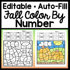 color by number for fall-editable with auto-fill! {6 fall pictures!}