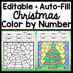 color by number for christmas-editable with auto-fill! {6 christmas pictures!}