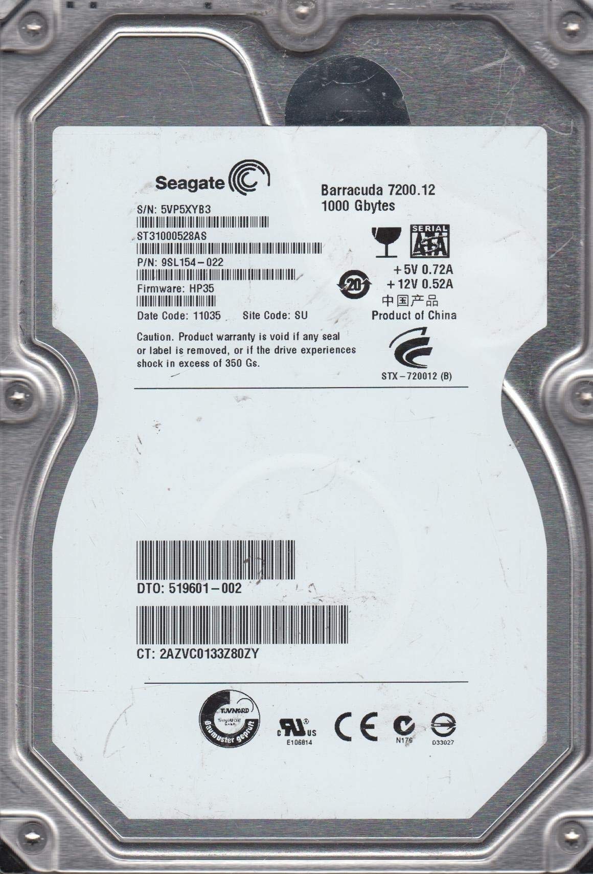 SEAGATE 1TB 7.2K 3.5 SATA 3G 32MB HARD DRIVE - ST31000528AS (Renewed)