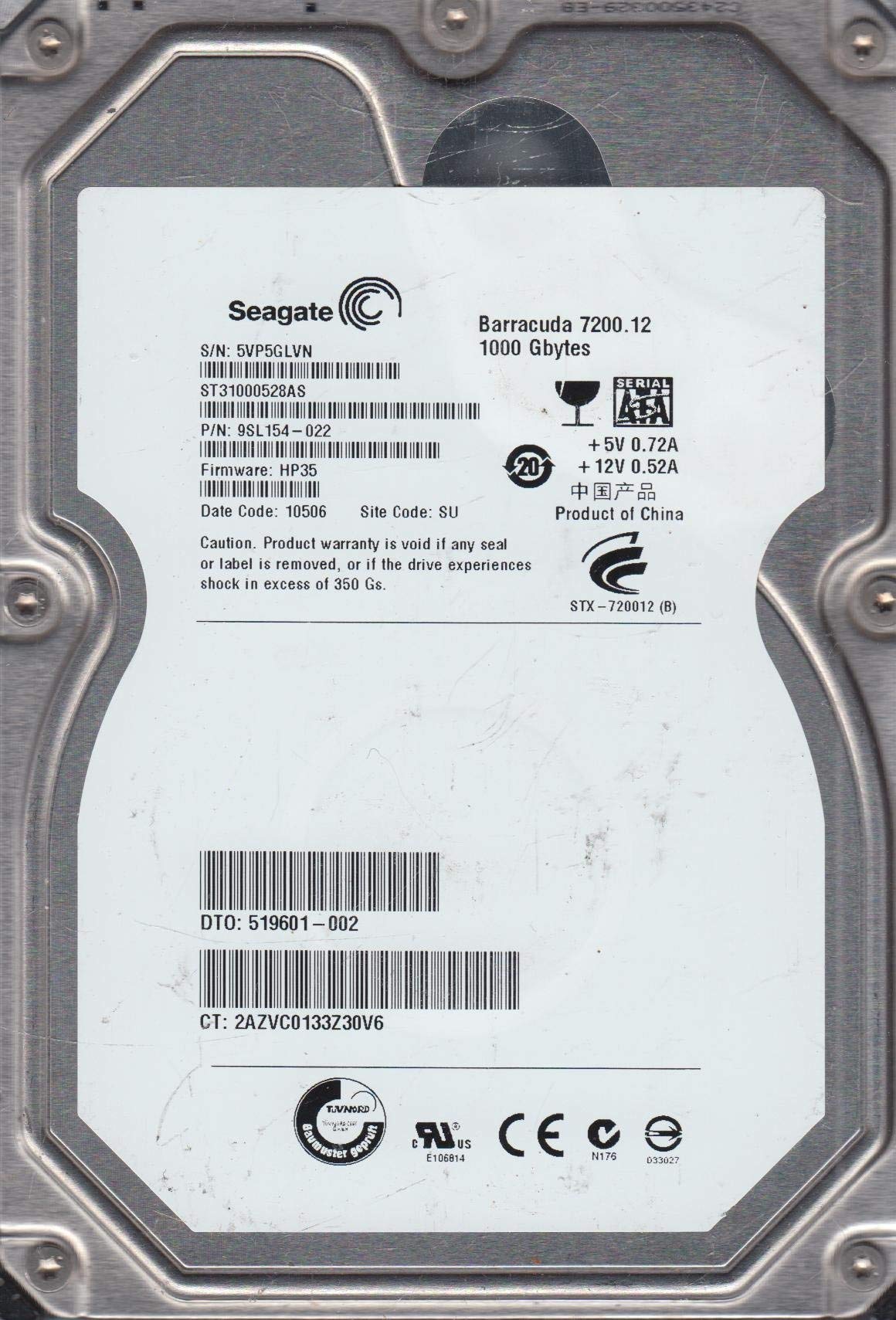 SEAGATE 1TB 7.2K 3.5 SATA 3G 32MB HARD DRIVE - ST31000528AS (Renewed)