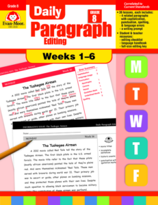 daily paragraph editing, grade 8, weeks 1-6