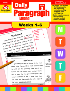 daily paragraph editing, grade 3, weeks 1-6