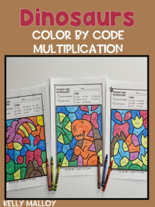 dinosaur multiplication color by number