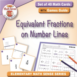 equivalent fractions on number lines: 40 math cards with games guide 4f11-n