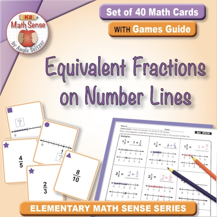 Equivalent Fractions on Number Lines: 40 Math Cards with Games Guide 4F11-N