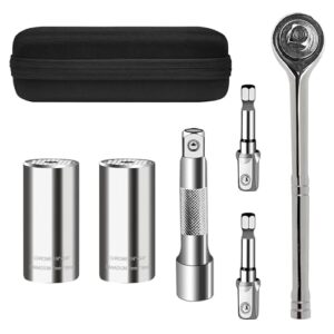panmax universal socket wrench tool set (7-19mm) multi-function professional socket tool sets with power drill adapter and ratchet wrench gift for diy handyman, husband, boyfriend, dad, women