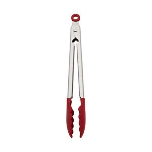 kitchenaid silicone stainless steel tongs, 12 inch, red