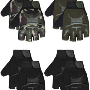 SATINIOR 4 Pairs Kids Cycling Gloves Half Finger Bike Gloves Non-Slip Mitten Outdoor Sports Roller Skating Gloves for Boys and Girls