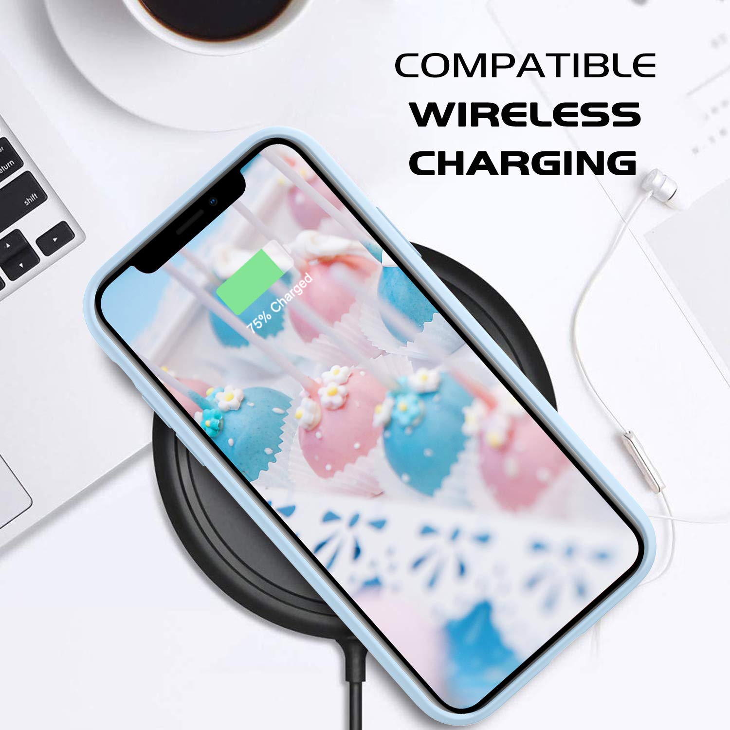 DOMAVER iPhone 11 Case Silicone iPhone 11 Phone Cases Women Men Gel Rubber Microfiber Lining Cushion Texture Cover Shockproof Protective, Light Blue