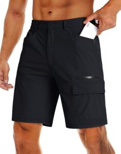 magcomsen quick dry shorts men hiking summer shorts cargo work shorts travel fishing shorts black,30