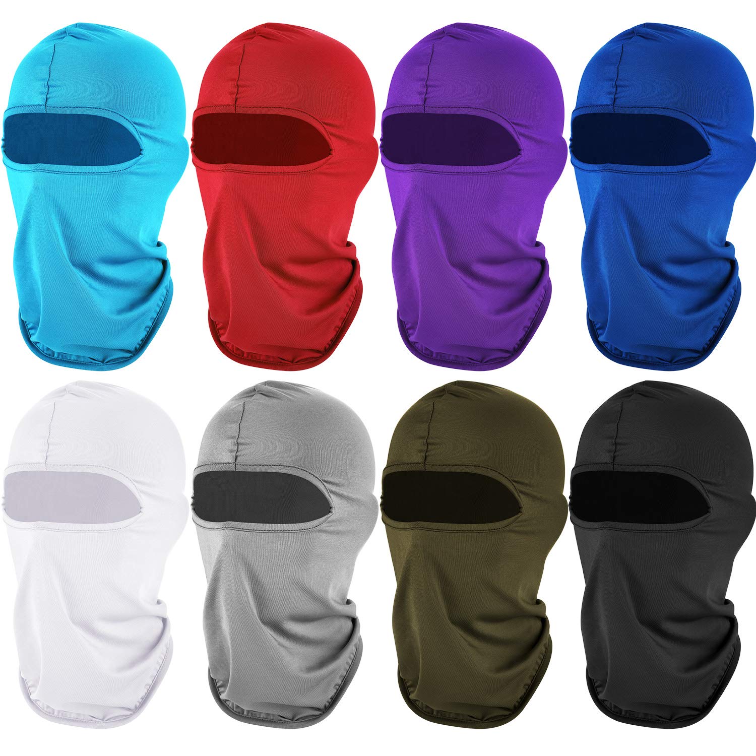 SATINIOR 8 Pieces Ski Mask Cover Full Face Mask UV Protection Summer Ice Silk Balaclava Neck Gaiter Women Men Outdoor Sport(Classic Colors)