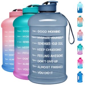 venture pal large 128oz leakproof bpa free fitness sports water bottle with motivational time marker to ensure you drink enough water throughout the day-1 gallon-green/pink/purple gradient