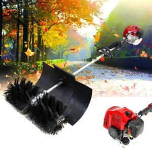 52cc gas power sweeper sweeping machine handheld walk behind broom sweeper nylon brush dirt snow sweeper cleaner walkway sweeping broom cleaning machine (2 stroke,2.3hp, 1700w)