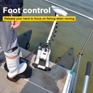 AQUOS Haswing White 12V55LBS 48inch Bow Mount Trolling Motor with Remote Control, Wired Foot Control, Quick Release Bracket for Inflatable Boat Bass Boat Aluminum Boat Fishing Freshwater/Saltwater