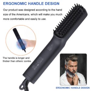 Beard Straightener, Heated Beard Brush with Beard Growth Oil Beard Straightening Brush Comb & Hair Beard Straightener Brush Heated Combs for Men Gifts for Dad Him Men