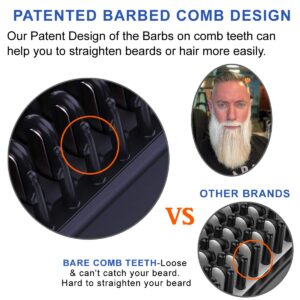 Beard Straightener, Heated Beard Brush with Beard Growth Oil Beard Straightening Brush Comb & Hair Beard Straightener Brush Heated Combs for Men Gifts for Dad Him Men