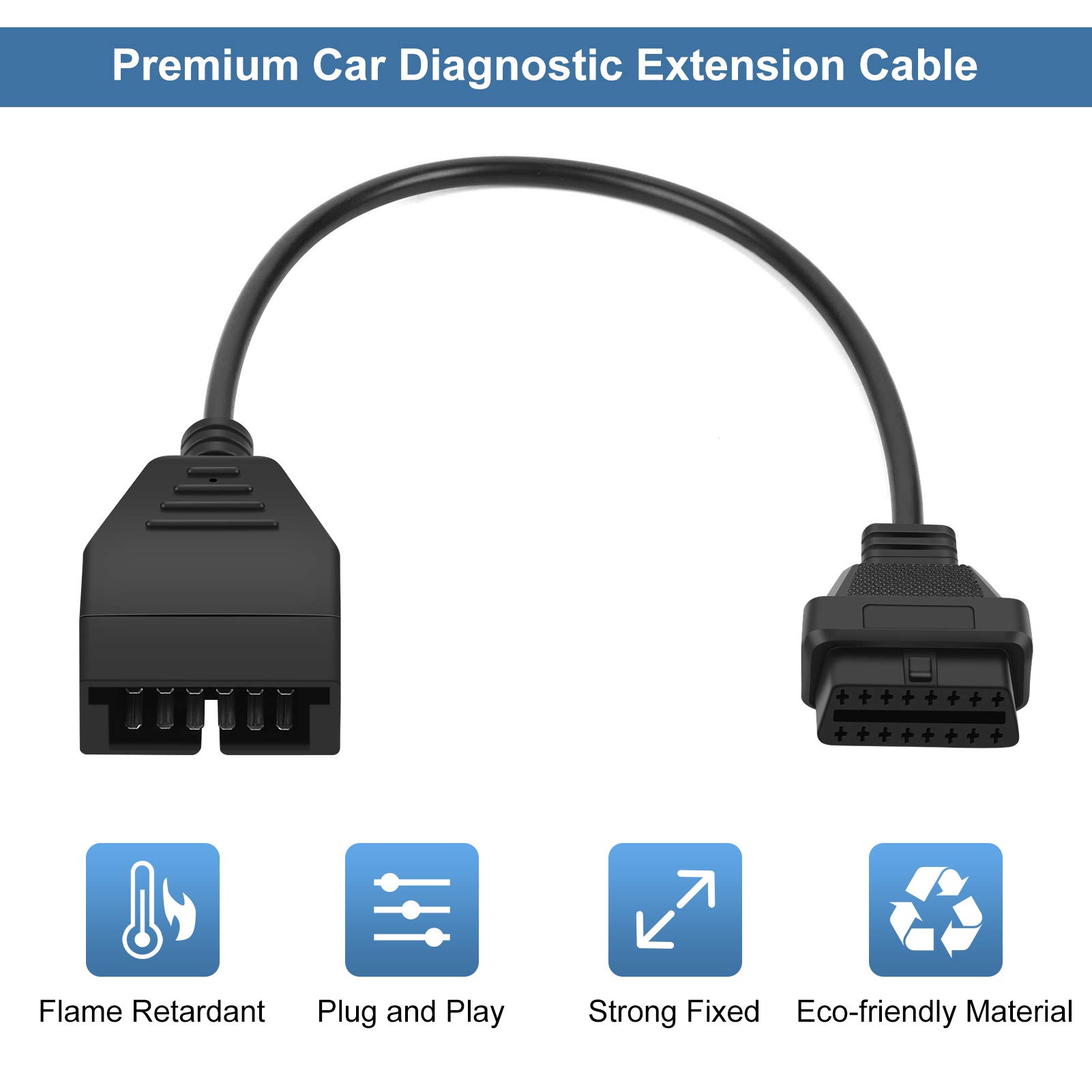 OBD1 to OBD2 Adapter, Car Diagnostic Extension Cable, OBD1 12 Pin to OBD2 16 Pin Diagnostic Tool Connector Adapter Cable for G Vehicles Diagnostic Tool