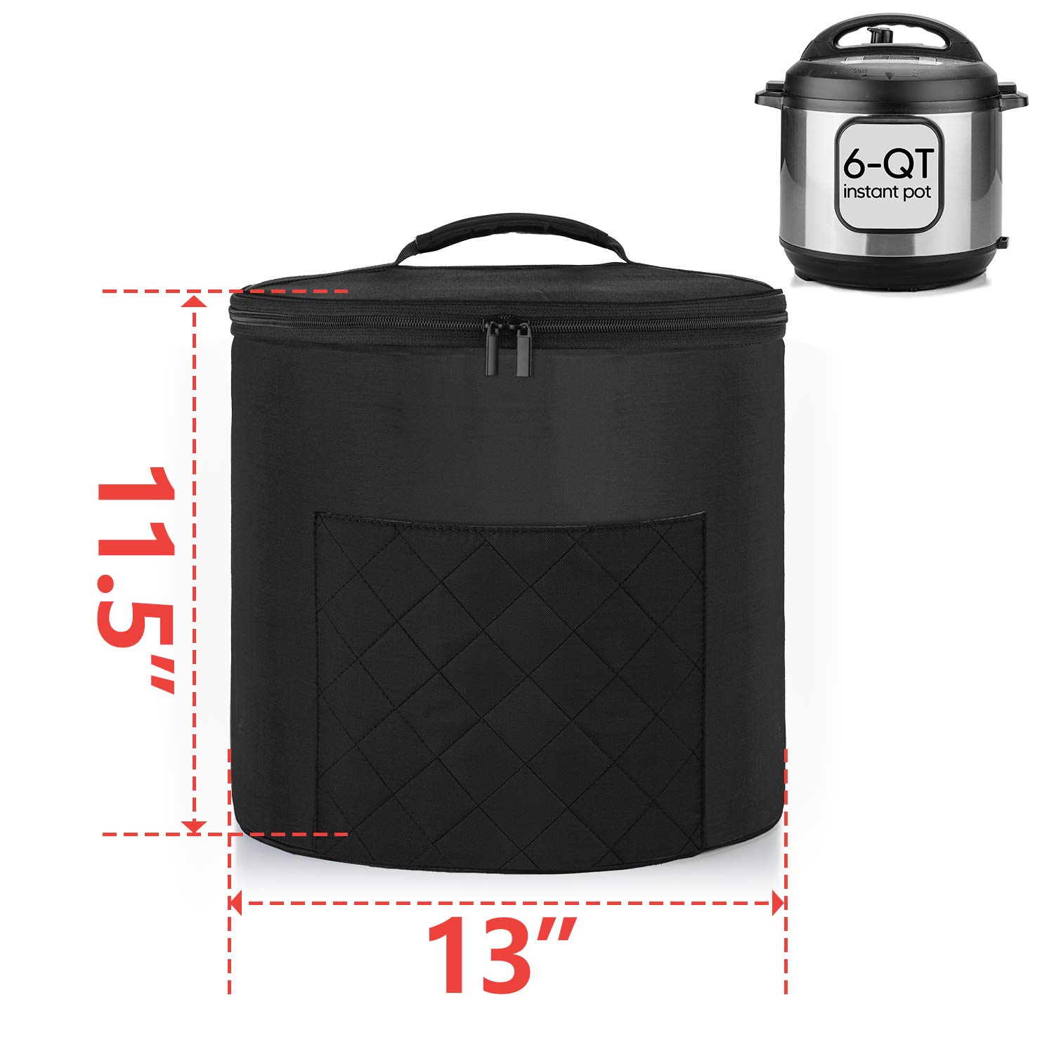 Luxja Dust Cover for 8 Quart Instant Pot (Enclosed on the Bottom), Zipper Closure Cover for 8 Quart Instant Pot (with Accessories Pockets, Patent Design), Gray (Large)