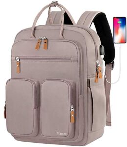 mancro diaper bag backpack, baby bags for mom and dad maternity diaper bag for girls, large capacity waterproof bag with usb charging port, insulated pockets, stroller straps, grey