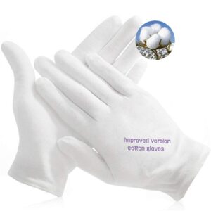 yitiaoyu 24pcs soft cotton gloves for dry hands cotton sleep gloves overnight eczema moisturizing lotion treatment reusebale work gloves for coin jewelry silver archival costume inspection (medium)