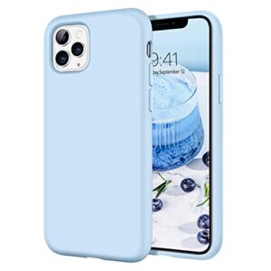 domaver iphone 11 pro max case, phone case for iphone 11 pro max liquid silicone soft gel rubber microfiber lining cushion texture cover shockproof protective, light blue