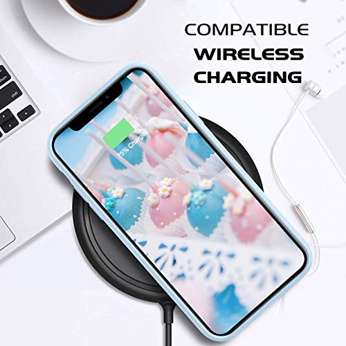 DOMAVER iPhone 11 Pro Max Case, Phone Case for iPhone 11 Pro Max Liquid Silicone Soft Gel Rubber Microfiber Lining Cushion Texture Cover Shockproof Protective, Light Blue