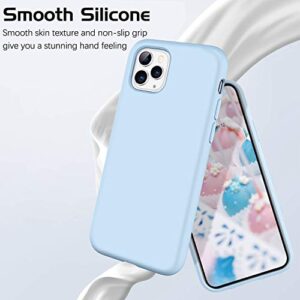 DOMAVER iPhone 11 Pro Max Case, Phone Case for iPhone 11 Pro Max Liquid Silicone Soft Gel Rubber Microfiber Lining Cushion Texture Cover Shockproof Protective, Light Blue
