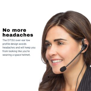 Discover D713U USB Earpiece Headset for Computer Calls and Meetings | Compatible with Zoom, Skype, Microsoft Teams, Cisco, Avaya, RingCentral and More