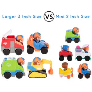 Blippi 3" Construction Vehicles 4-Pack Toy Playset (Ages 3+) Includes Excavator, Mobile, Fire Engine Truck & Garbage Truck - Officially Licensed - Gift for Kids, Boys & Girls