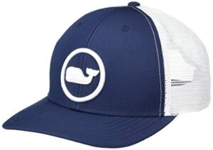 vineyard vines men's whale dot performance trucker hat, blue blazer, one size