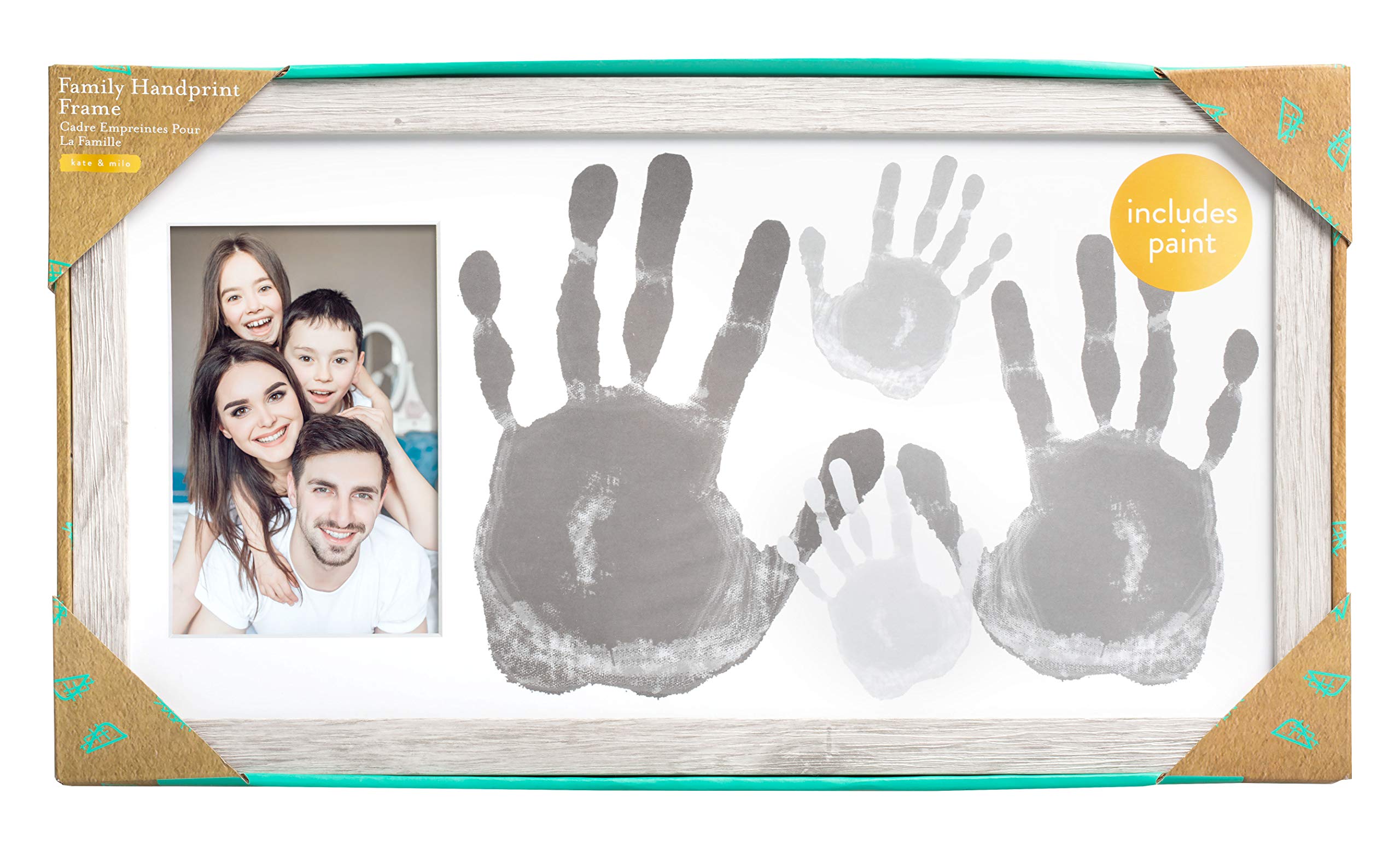 Kate & Milo Rustic Family Handprint Photo Frame, Family Keepsake Frame, DIY Craft for Family Night for Parents and Children, Farmhouse Decor, 6" x 4" Photo Inserts, Distressed Wood