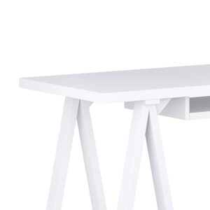 SIMPLIHOME Sawhorse SOLID WOOD Modern Industrial 60 inch Wide Home Office Desk, Writing Table, Workstation, Study Table Furniture in White