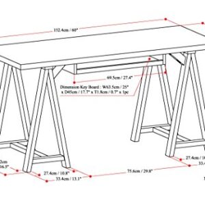 SIMPLIHOME Sawhorse SOLID WOOD Modern Industrial 60 inch Wide Home Office Desk, Writing Table, Workstation, Study Table Furniture in White