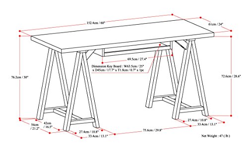 SIMPLIHOME Sawhorse SOLID WOOD Modern Industrial 60 inch Wide Home Office Desk, Writing Table, Workstation, Study Table Furniture in White