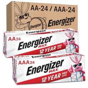 energizer aa batteries and aaa batteries, 24 max double a batteries and 24 max triple a batteries combo pack, 48 count