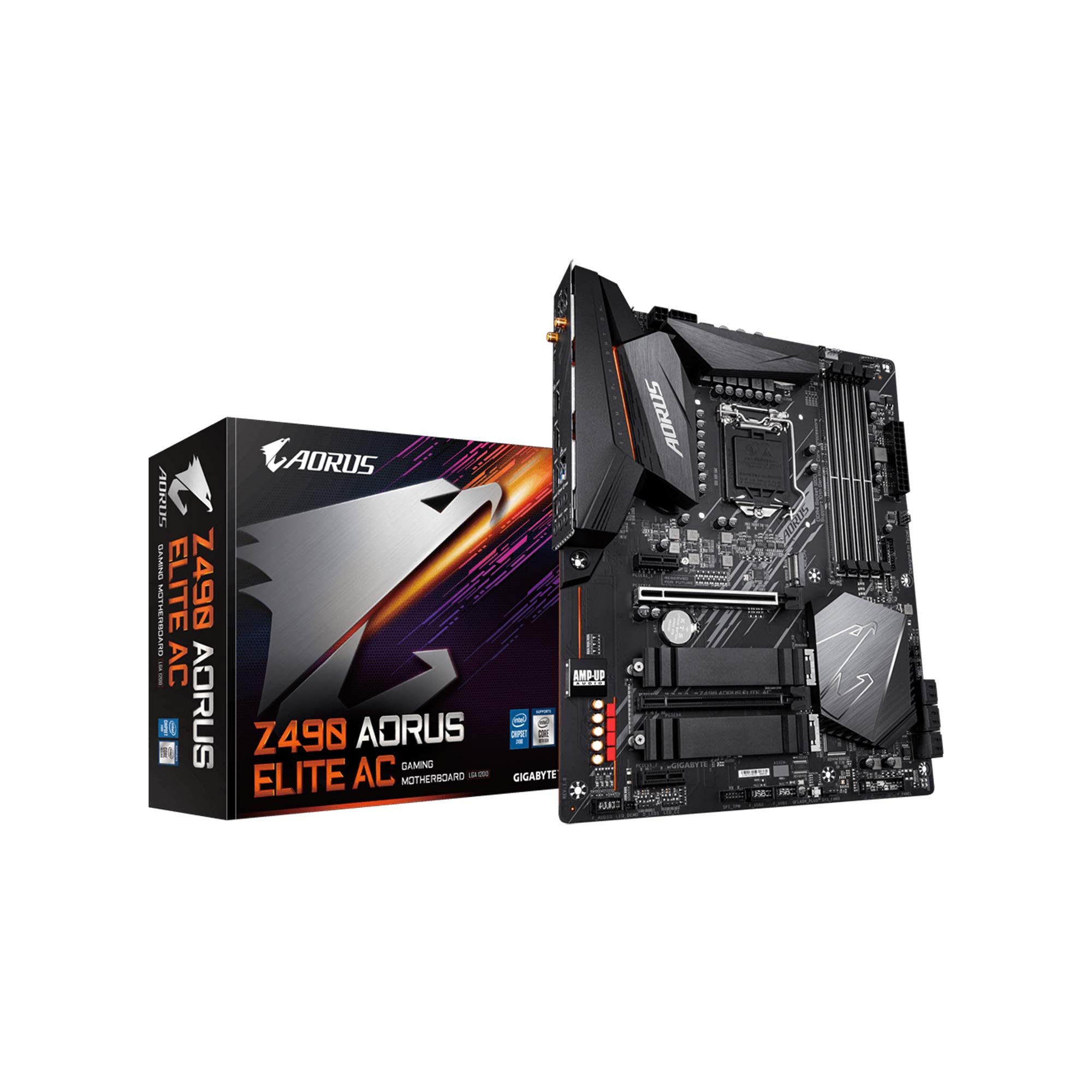 GIGABYTE Z490 AORUS Elite AC (Intel LGA1200/Z490/ATX/2xM.2 Thermal Guard/Realtek ALC1200/SATA 6Gb/s/USB 3.2 Gen 2/Intel 802.11ac/2.5 GbE LAN/RGB Fusion/Gaming Motherboard)