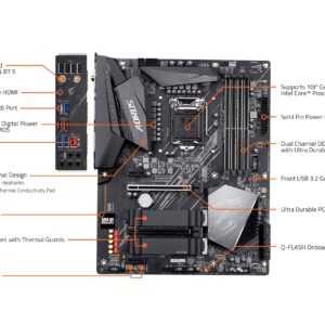 GIGABYTE Z490 AORUS Elite AC (Intel LGA1200/Z490/ATX/2xM.2 Thermal Guard/Realtek ALC1200/SATA 6Gb/s/USB 3.2 Gen 2/Intel 802.11ac/2.5 GbE LAN/RGB Fusion/Gaming Motherboard)