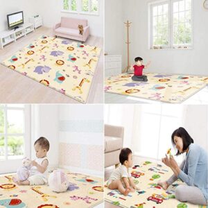 Franterd Baby Play Mat - Foldable Baby Crawling Mat - Reversible Baby Play Gym Mat Non-Slip Waterproof Neutral Nursery or Playroom for Babies Infants Toddlers