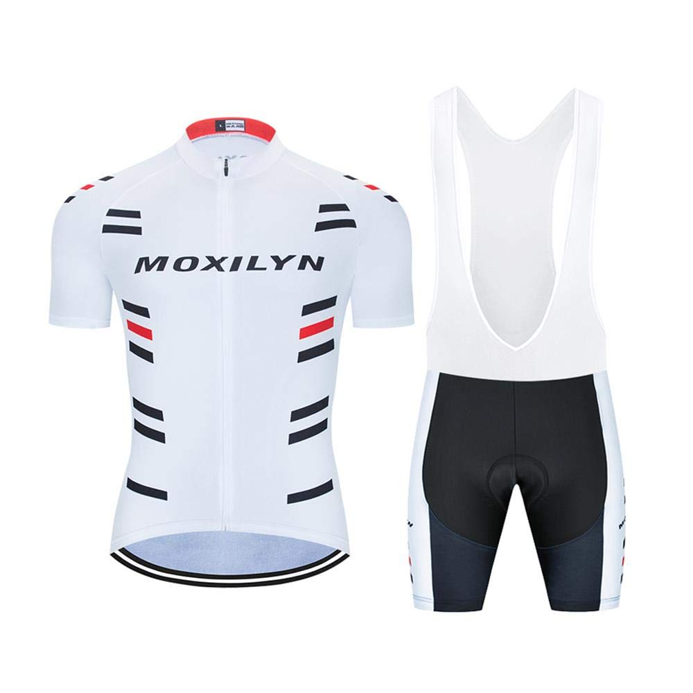 MOXILYN Men Cycling Jersey kit Short Sleeve Mountain Bike Shirt Bicycle MTB Jersey and Bibs 20D Gel Padded Bike Clothing Set