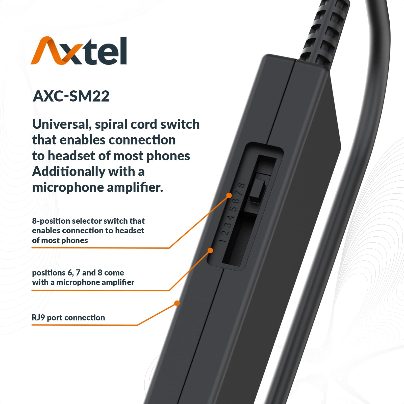 Axtel Bundle Elite HDvoice Mono NC with AXC-SM22 Cable | Compatible with Aastra, Avaya 1400/5400/5600/6400/9500/J100, Mitel 5200/5300/6800/8500, NEC, Shoretel IP Phones