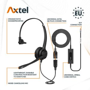 Axtel Bundle Elite HDvoice Mono NC with AXC-SM22 Cable | Compatible with Aastra, Avaya 1400/5400/5600/6400/9500/J100, Mitel 5200/5300/6800/8500, NEC, Shoretel IP Phones