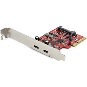 startech.com 2-port usb 3.2 gen 2x1 (10gbps) pcie card - usb-c superspeed pci express 3.0 x4 host controller card - usb type-c pcie add-on adapter card - usb c expansion card (pexusb312c3)