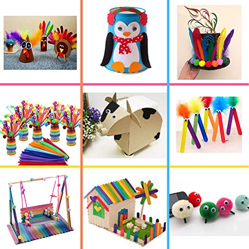 MOISO Kids Crafts and Art Supplies Jar Kit - 550+ Piece Set - Plus Glitter Glue, Construction Paper, Colored Popsicle Sticks, Eyes, Pipe Cleaners