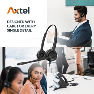 Axtel Bundle Elite HDvoice Duo NC with AXC-01 Cable | Noise Cancellation - Compatible with Avaya 2400/4600 Series, Mitel 6800 Series, NEC DTL/ITL Series, Nortel