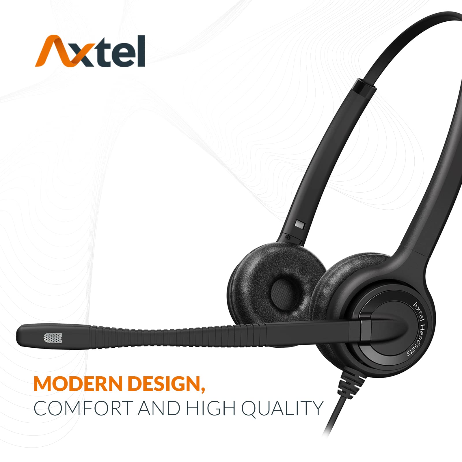 Axtel Bundle Elite HDvoice Duo NC with AXC-01 Cable | Noise Cancellation - Compatible with Avaya 2400/4600 Series, Mitel 6800 Series, NEC DTL/ITL Series, Nortel