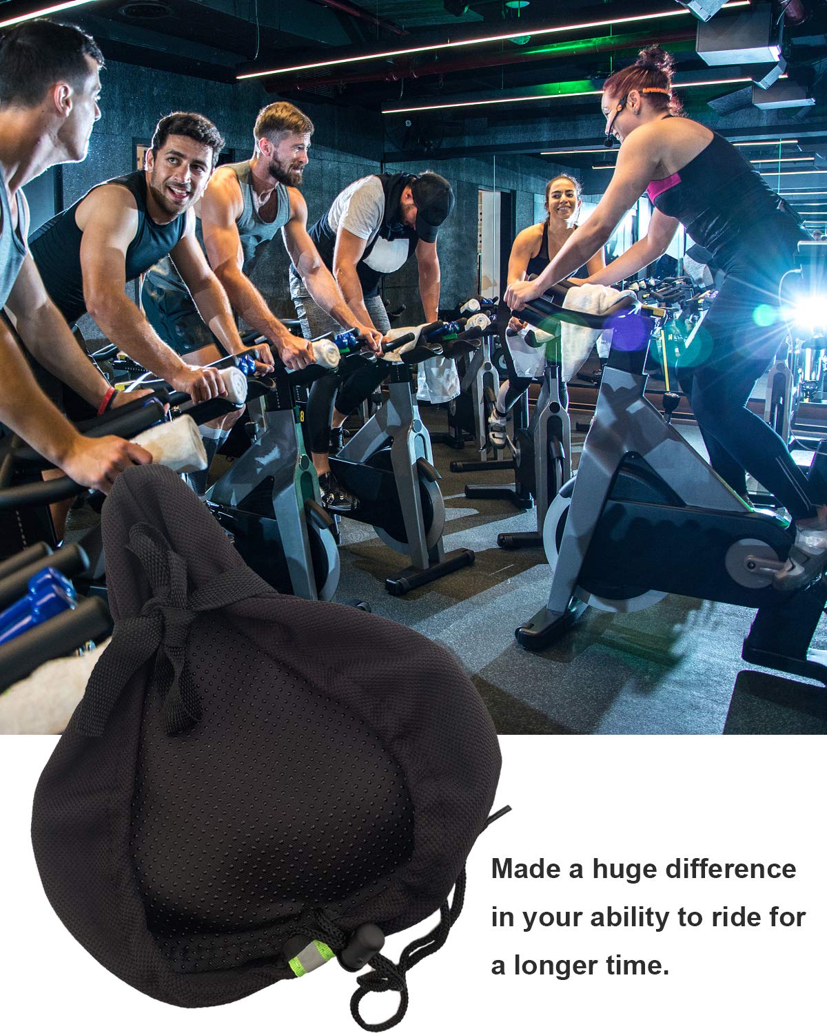 MSDADA Bike Seat Cushion, Soft Gel Bike Seat Cover for Men & Women Comfort, Padded Bicycle Saddle for Stationary/Exercise/Mountain/Road Bike, Indoor Outdoor Cycling Class