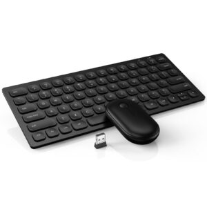 wireless keyboard and mouse combo, wisfox 2.4g full-size slim thin wireless keyboard mouse for windows, computer, desktop, pc, laptop mac (deep black)