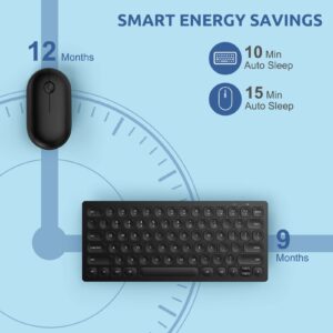 Wireless Keyboard and Mouse Combo, WisFox 2.4G Full-Size Slim Thin Wireless Keyboard Mouse for Windows, Computer, Desktop, PC, Laptop Mac (Deep Black)