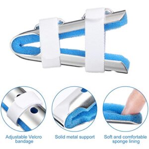 BBTO 10 Pieces Finger Splints Metal Padded Finger Support Finger Stabilizer with Soft Foam Interior and Loop Straps for Adults and Children, 3 Sizes (Blue)